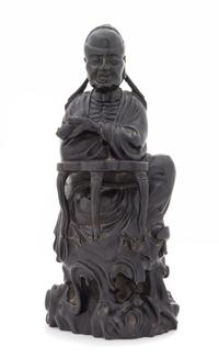 A Carved Zitan Wood Figure of a Scholar Height 13 inches.