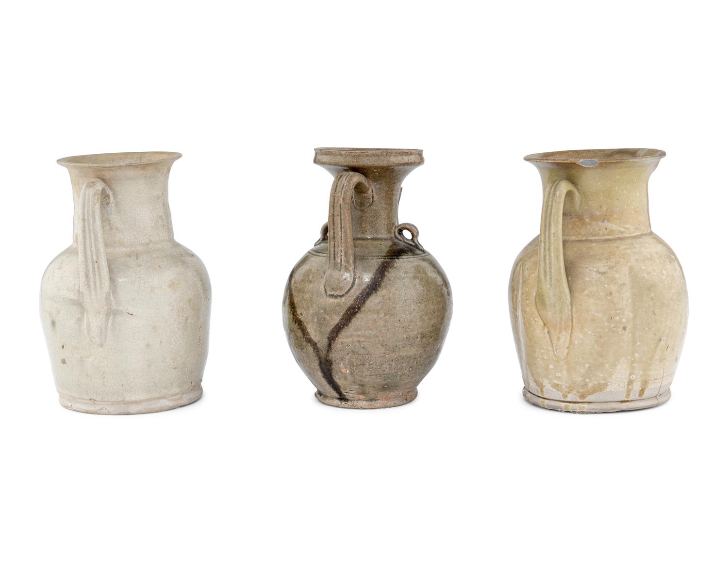 Three Chinese Changshayao Style Stoneware Ewers