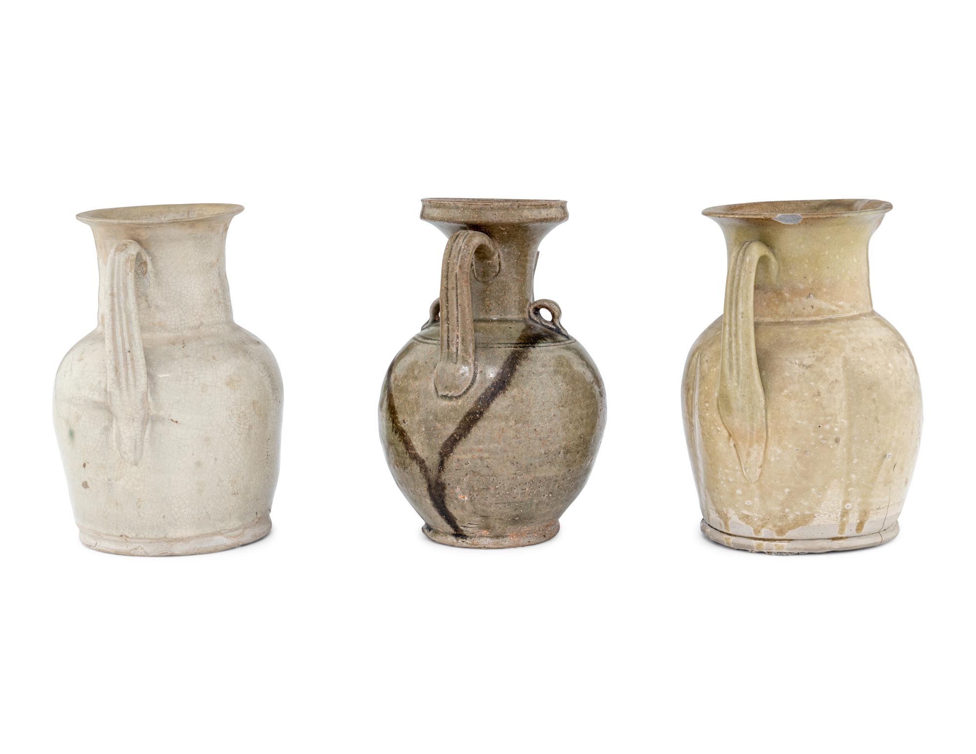 Three Chinese Changshayao Style Stoneware Ewers
