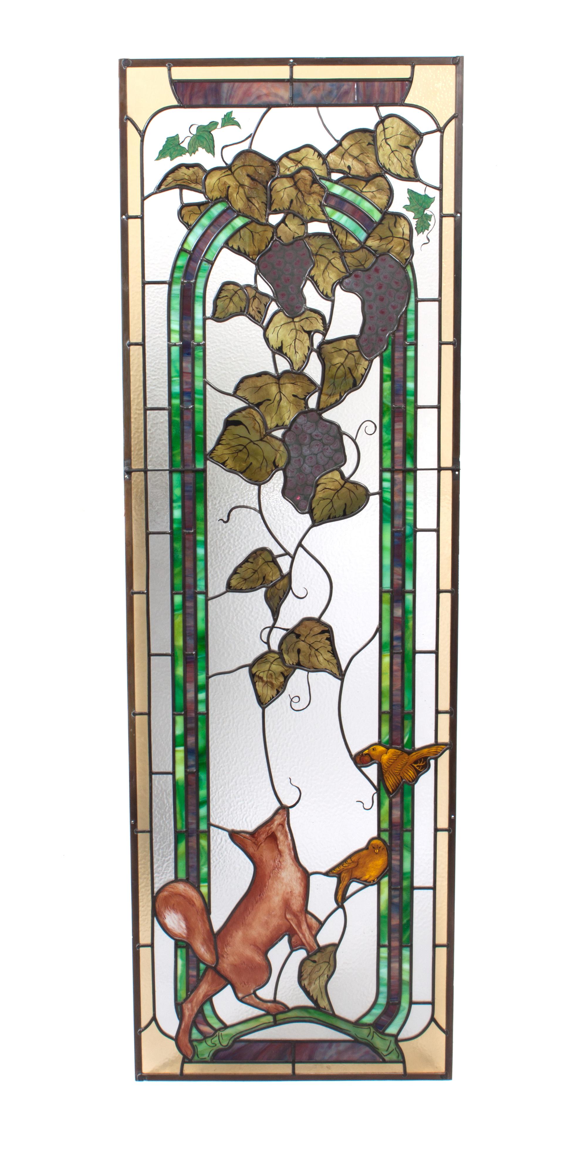 An American Leaded Glass Panel Height 67 x width 21 1/2 inches. — SECOND HALF 20TH CENTURY
