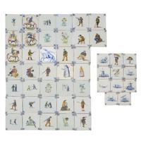 Group of forty-eight Dutch Delft blue and polychrome tiles 20th century