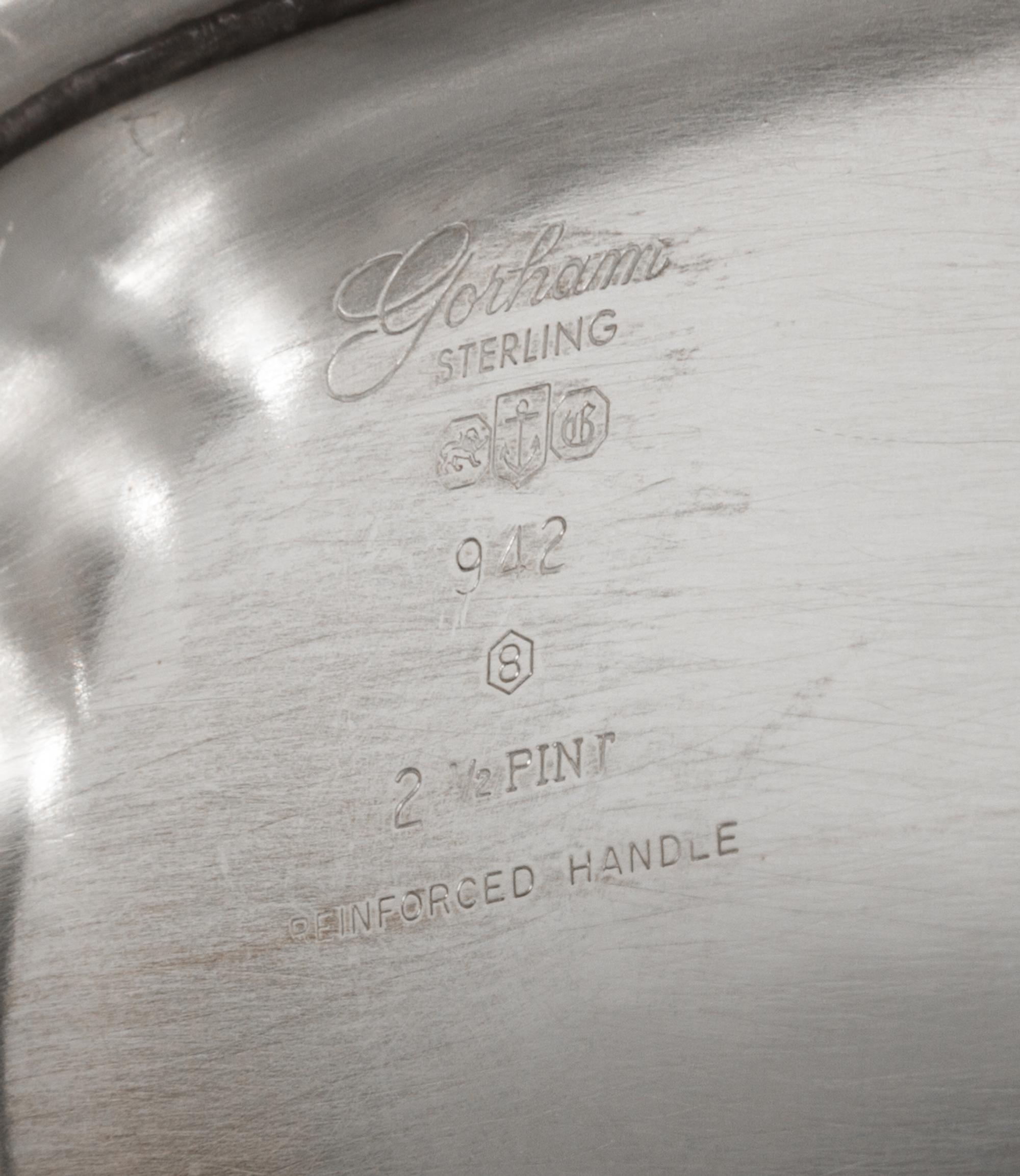 An American Silver Tea and Coffee Service, Gorham Mfg. Co., Providence, RI, comprising a teapot, a coffee pot, a creamer, a covered sug