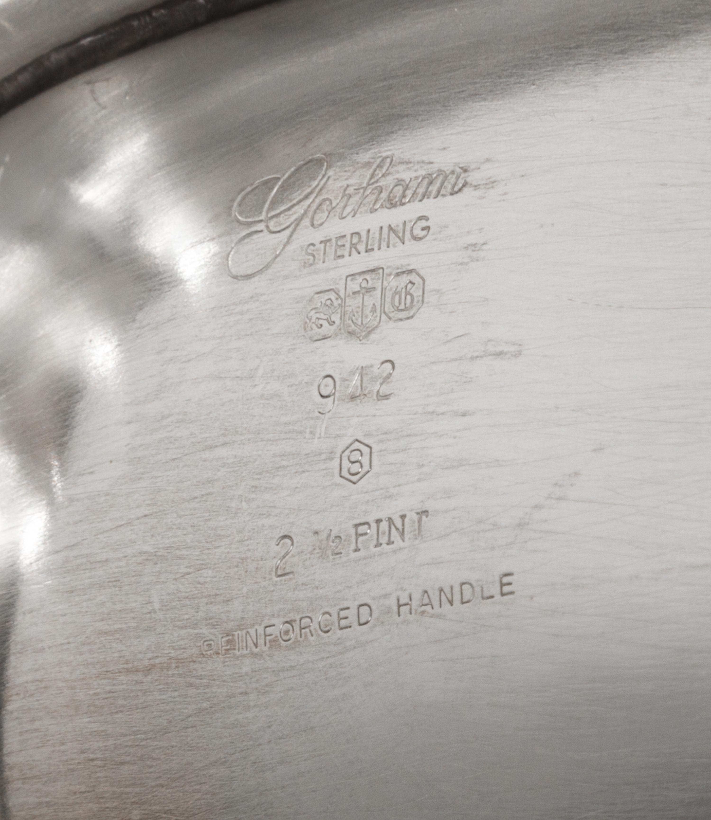 An American Silver Tea and Coffee Service, Gorham Mfg. Co., Providence, RI, comprising a teapot, a coffee pot, a creamer, a covered sug