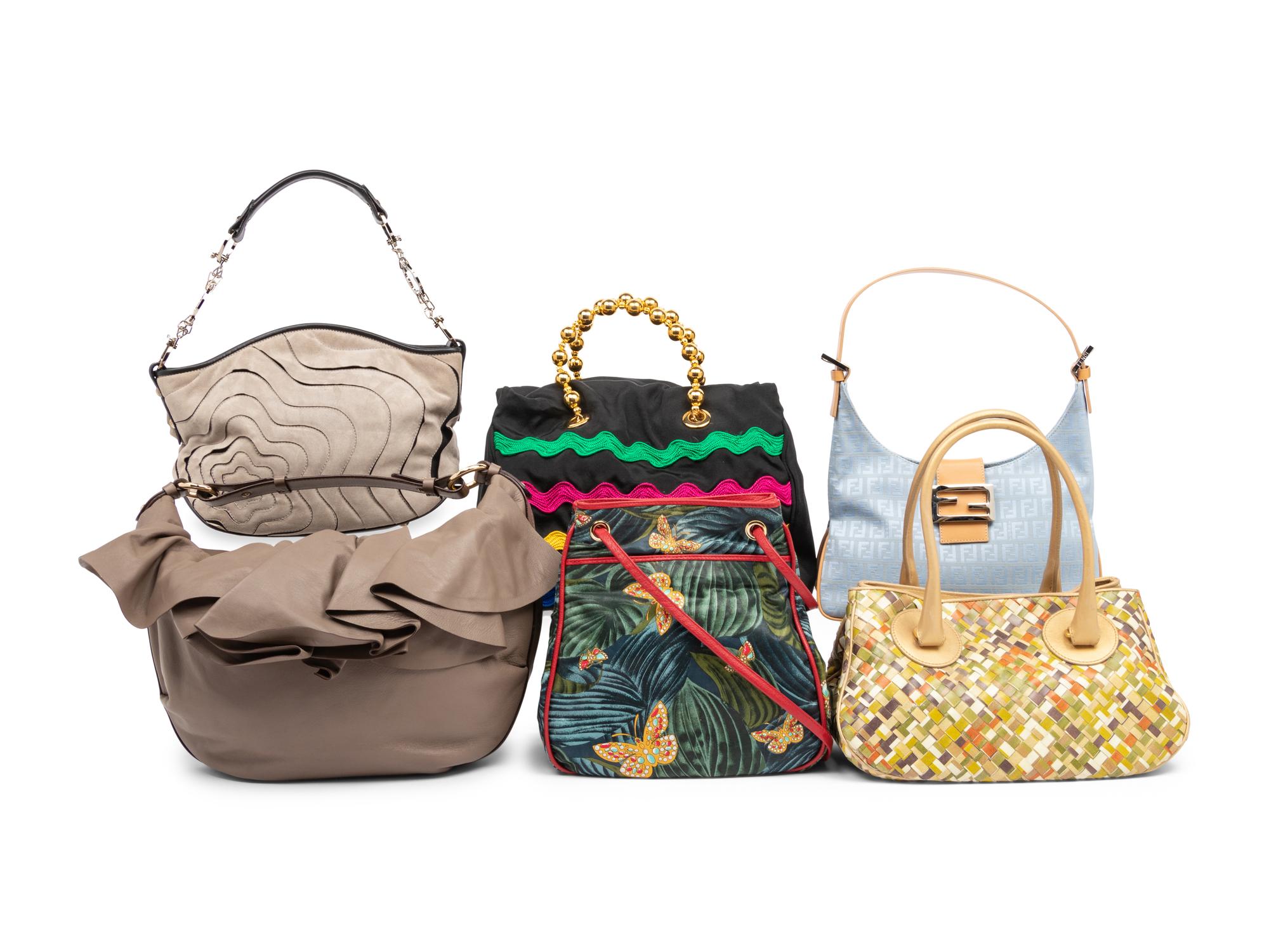 6 Handbags: Fendi, Bottega Veneta, Moschino, Armani, and Mont Blanc
