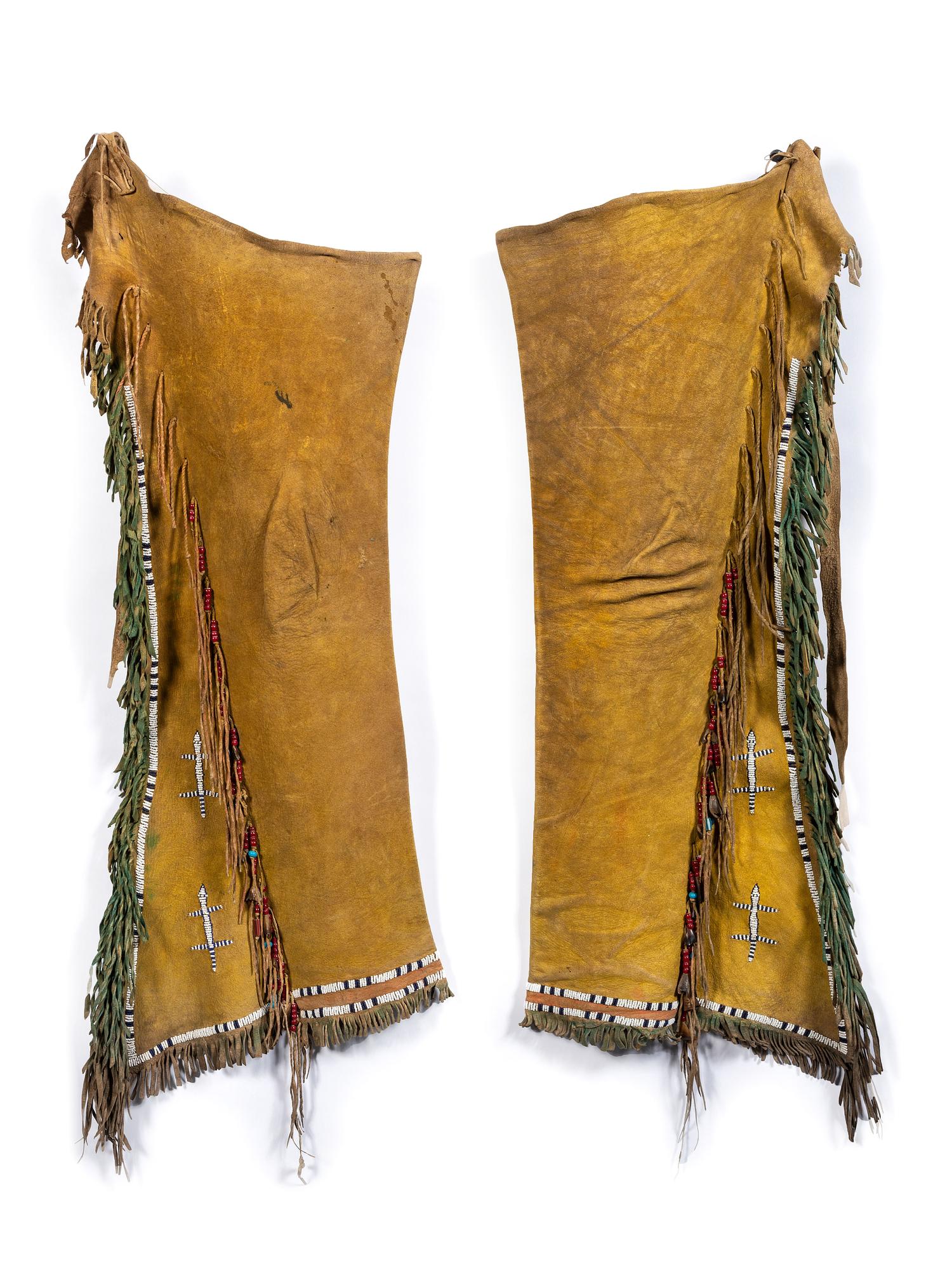 Cheyenne Beaded Hide Leggings, with Lizards