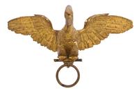 An Empire Giltwood Figural Corona, Width 30 3/4 inches.