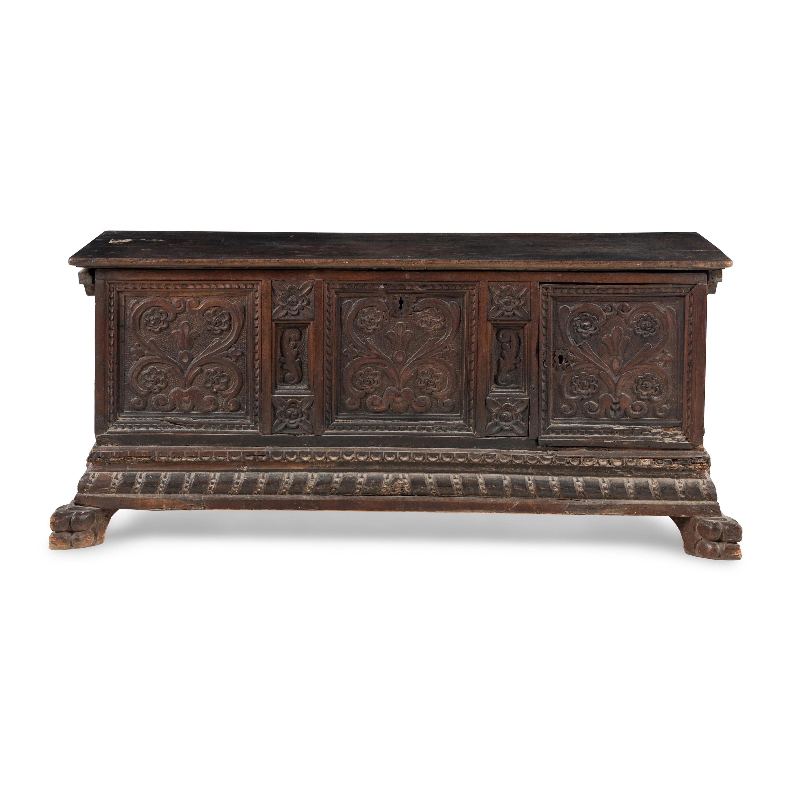 A Baroque Carved Walnut Coffer
