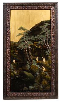 A Pair of Chinese Lacquered and Painted Panels
