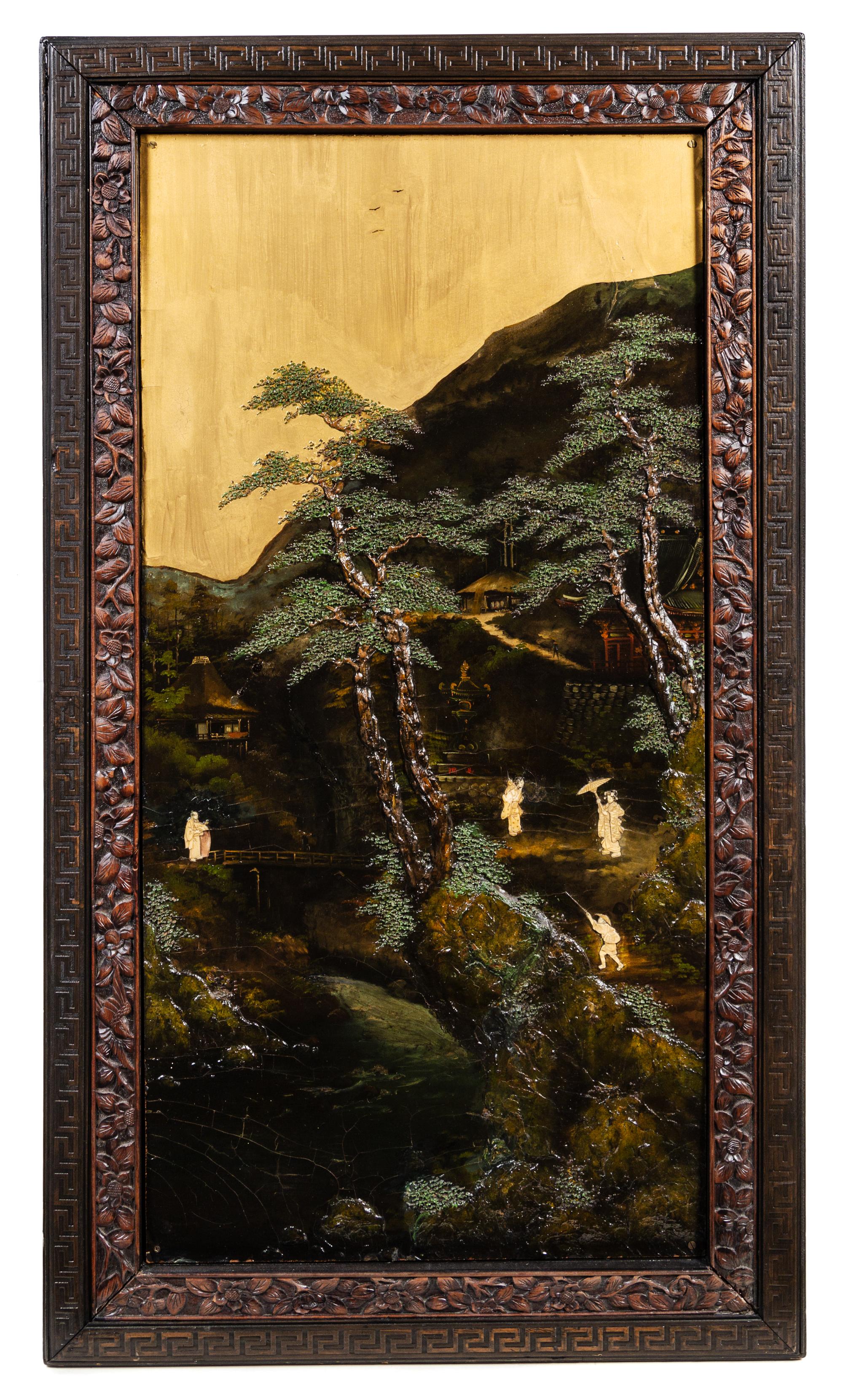A Pair of Chinese Lacquered and Painted Panels