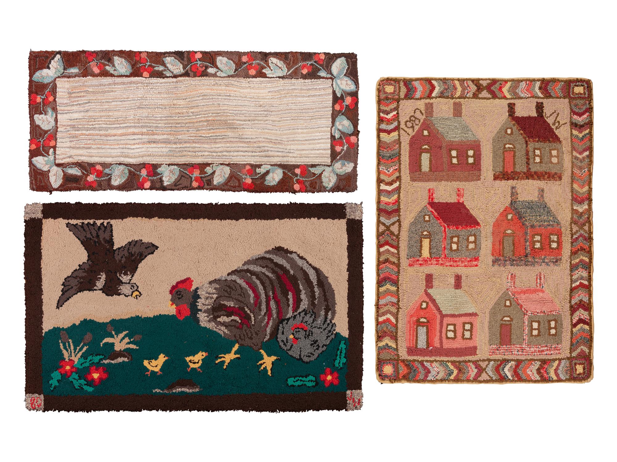 Three American Hook Rugs