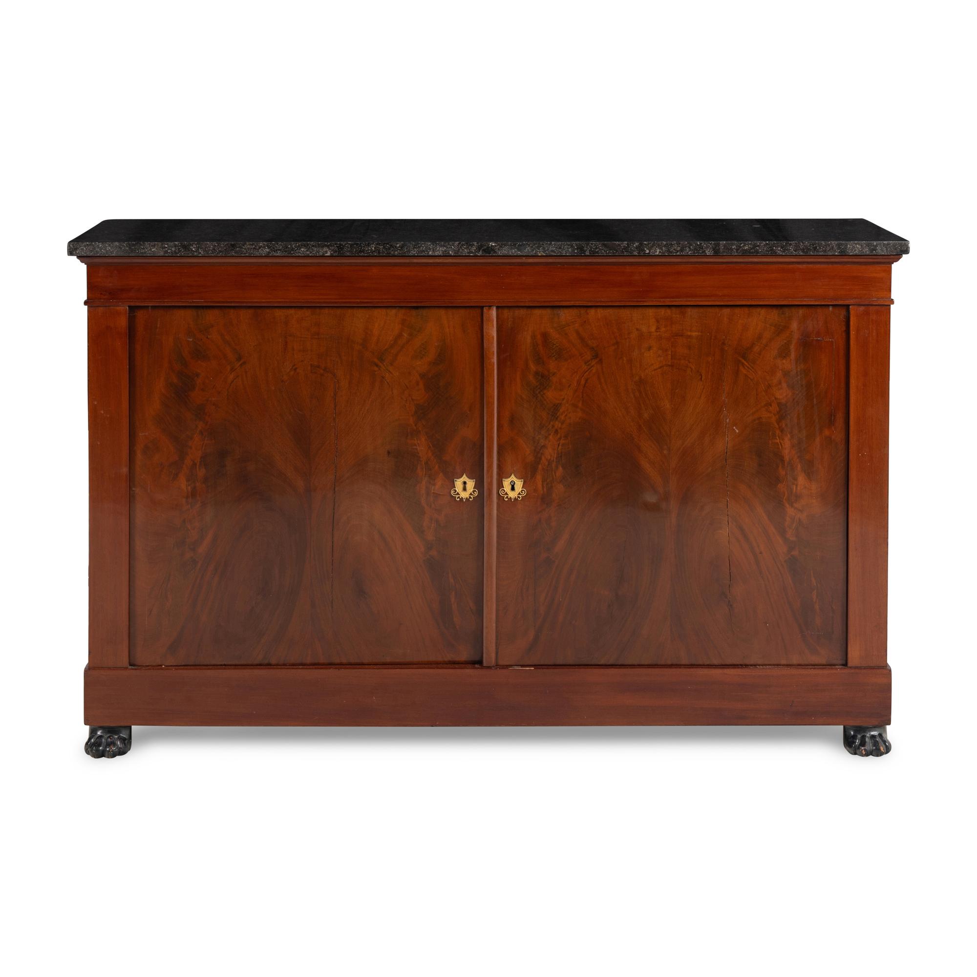 A Louis Philippe Figured Mahogany Marble-Top Cabinet
