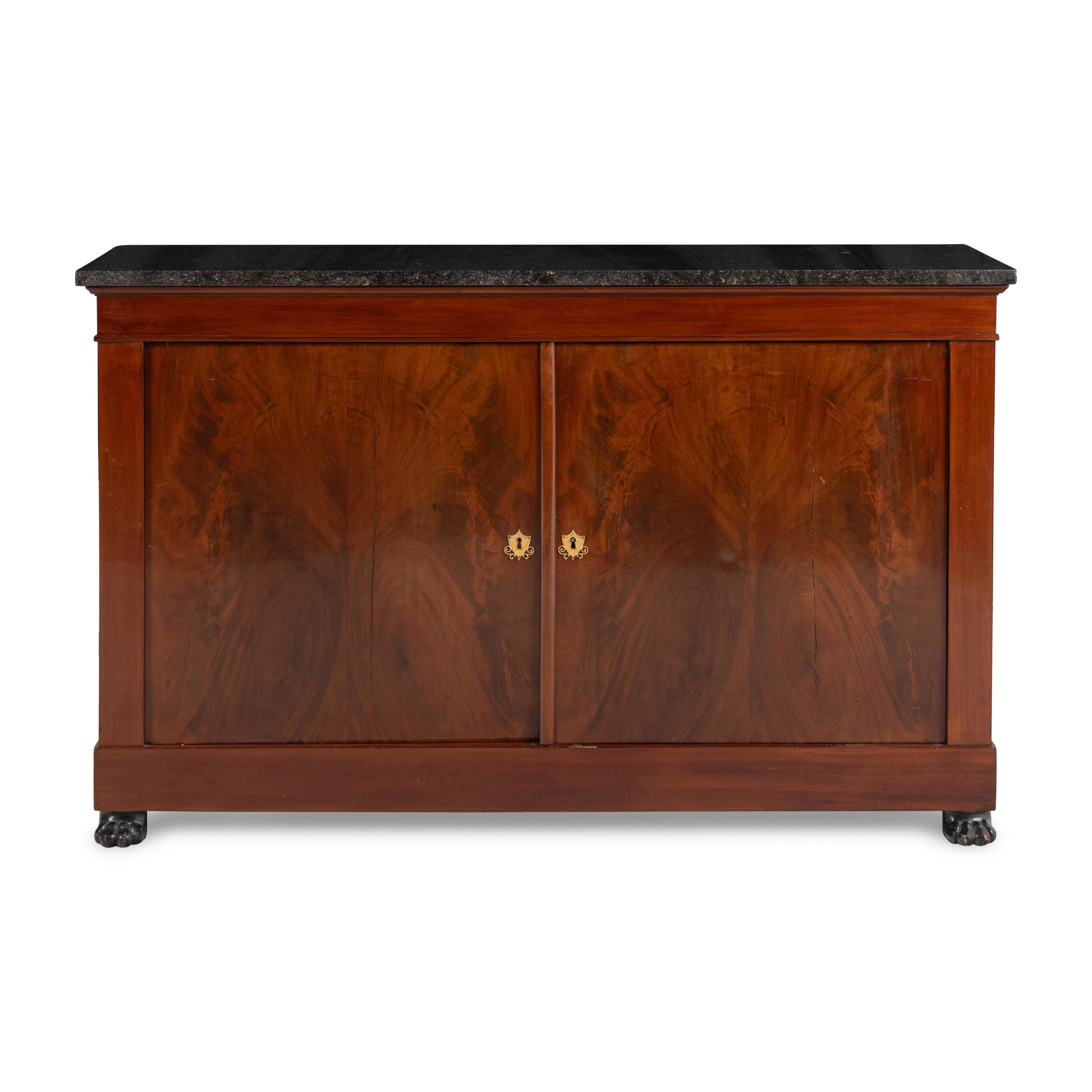 A Louis Philippe Figured Mahogany Marble-Top Cabinet