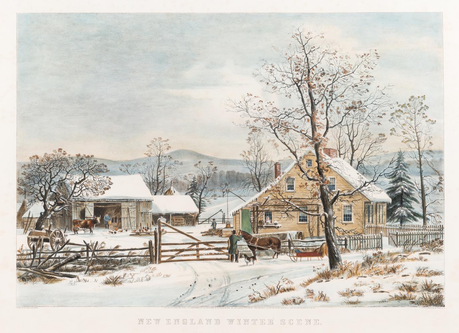CURRIER and IVES, publishers -- After George H. Durrie New England Winter Scene, 1861. (G.4801)
