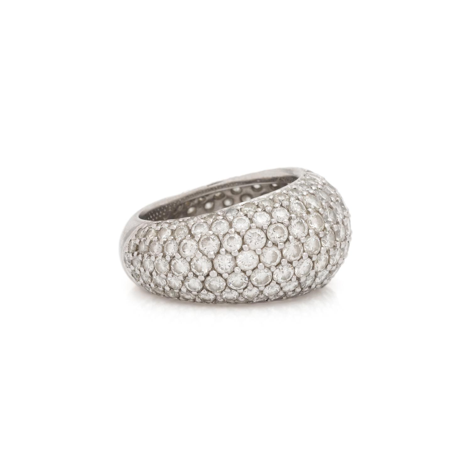 HAMILTON, PLATINUM AND DIAMOND BOMBÉ RING