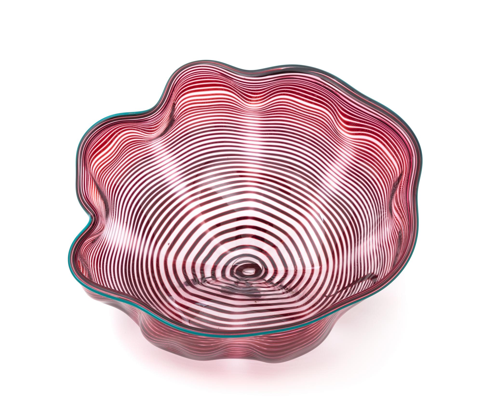 Dale Chihuly, (American, b. 1941), Sea Form Basket in Purple with Turquoise Lip, 1986