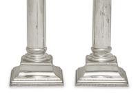 A Reproduction Silver-Plated Inkstand and a Pair of Reproduction Sterling Silver Candlesticks