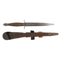 Unmarked Third Pattern Fairbairn Sykes Commando Knife with Scabbard