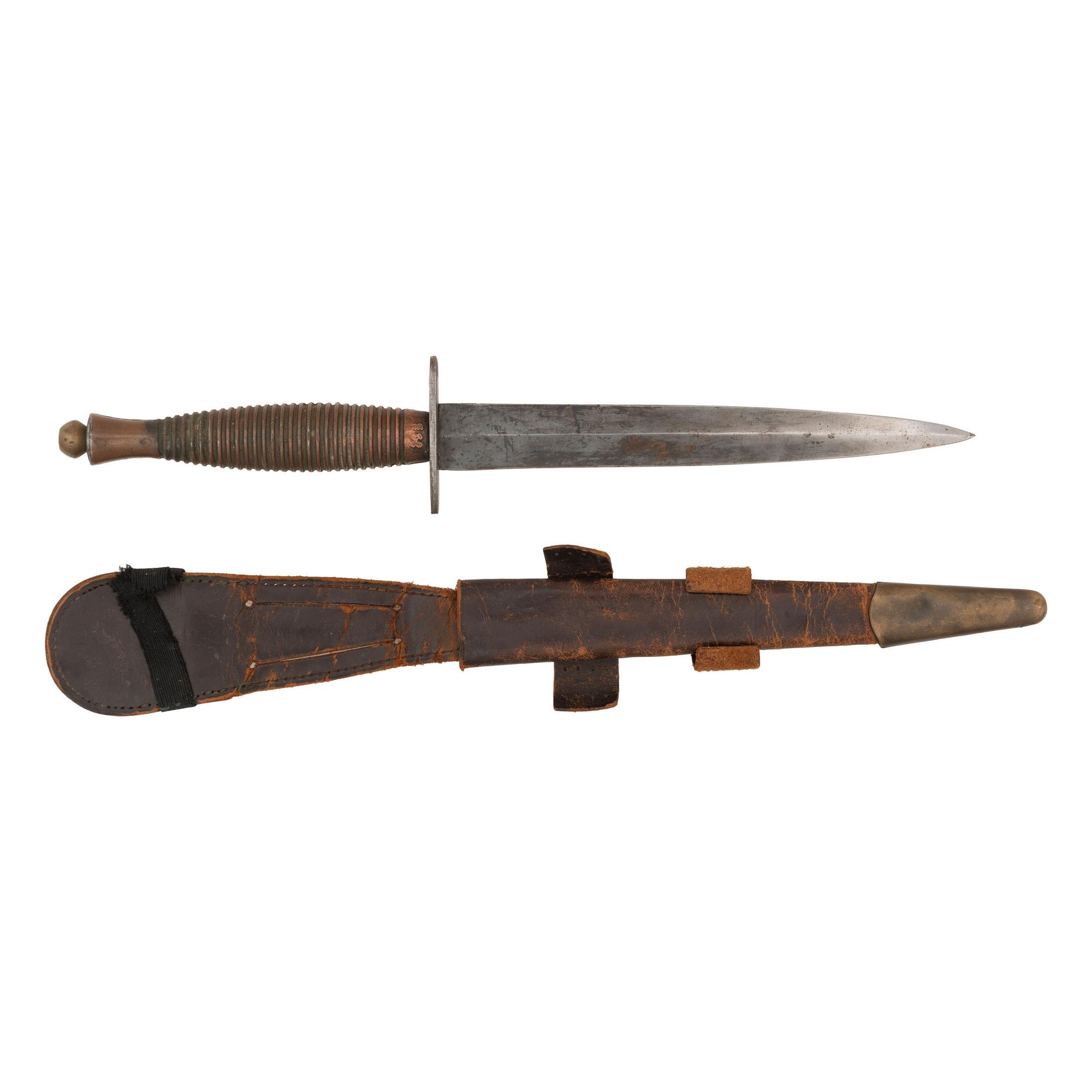 Unmarked Third Pattern Fairbairn Sykes Commando Knife with Scabbard