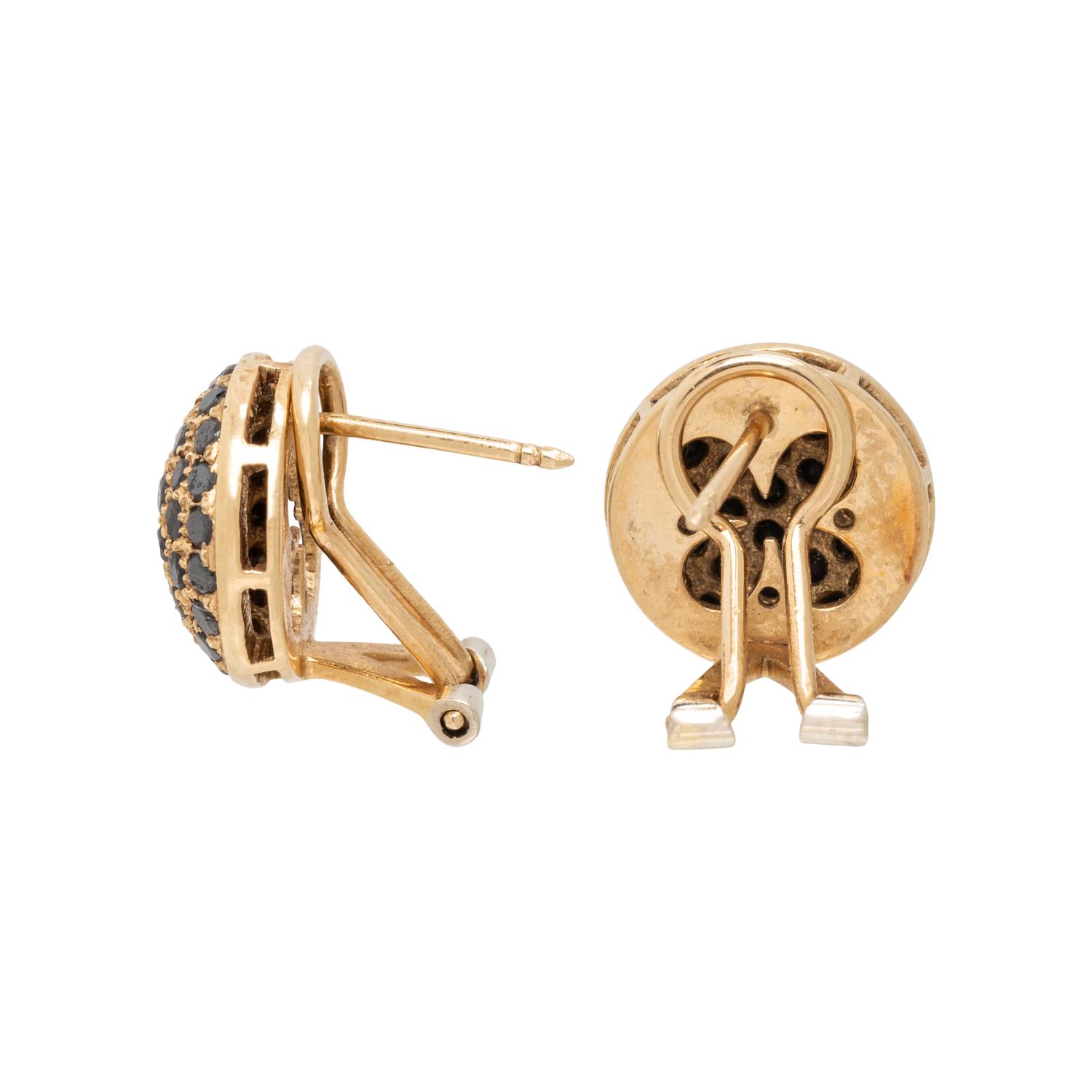YELLOW GOLD AND BLACK DIAMOND EARRINGS