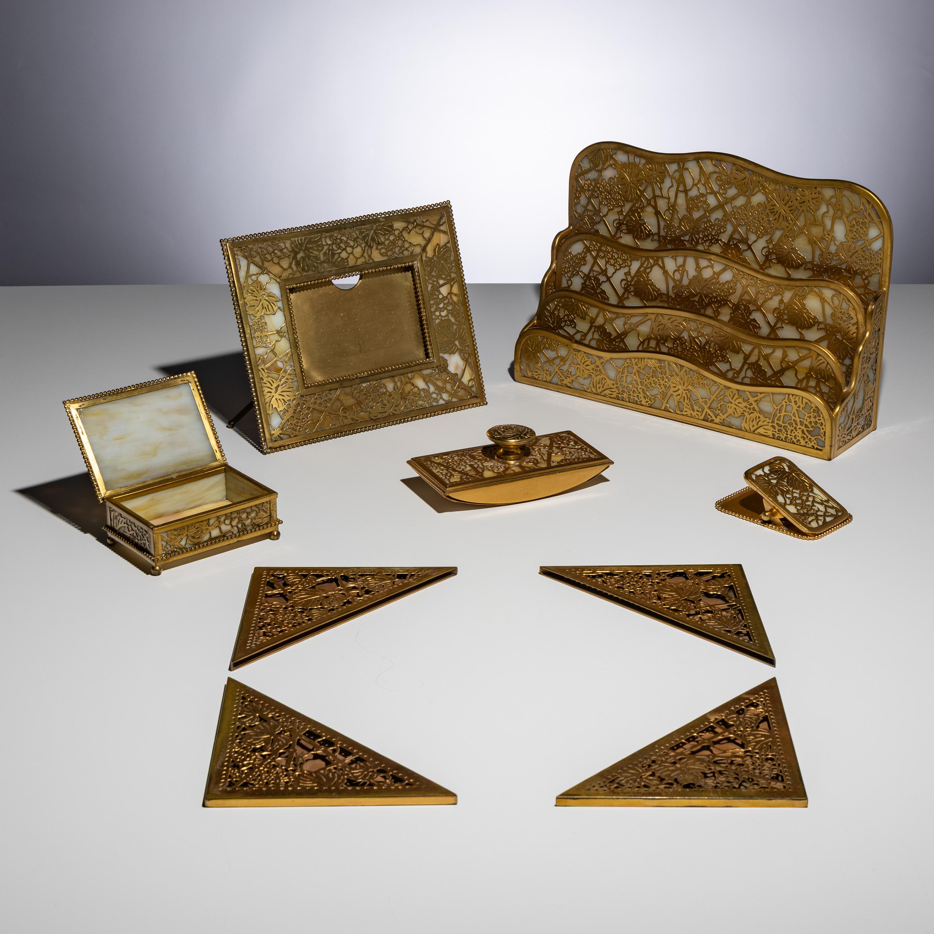 Tiffany Studios New York (American, 1880–1930) — Grapevine Desk Articles, c. 1910