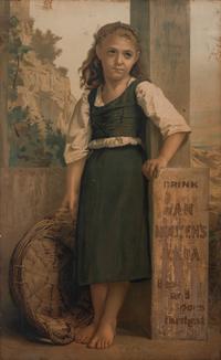 A Van Houten’s Cocoa Cardboard Advertisement After Bouguereau
