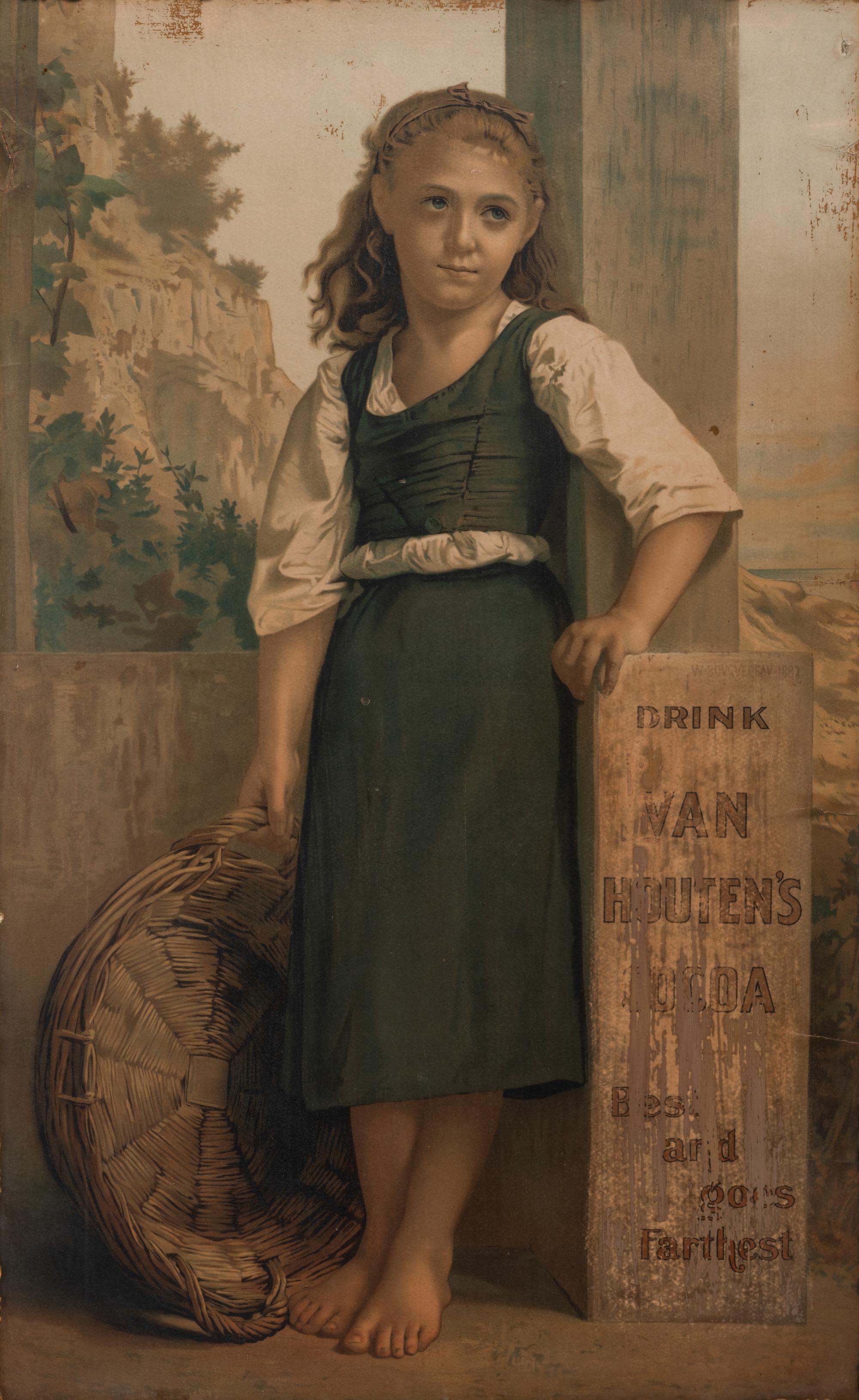 A Van Houten’s Cocoa Cardboard Advertisement After Bouguereau