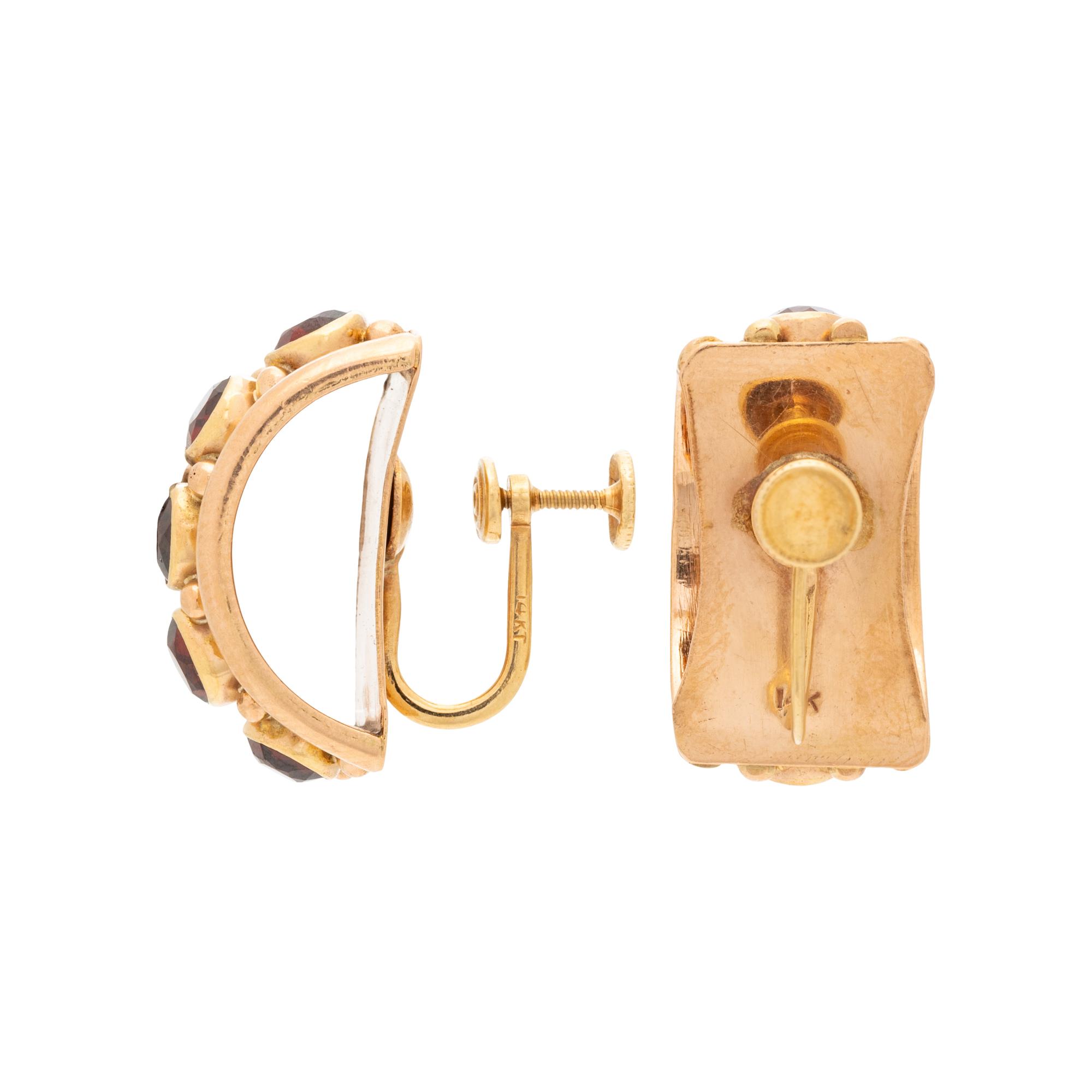 COLLECTION OF ROSE GOLD AND GARNET JEWELRY