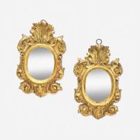 A Pair of Italian Baroque Carved Giltwood Mirrors 17th century