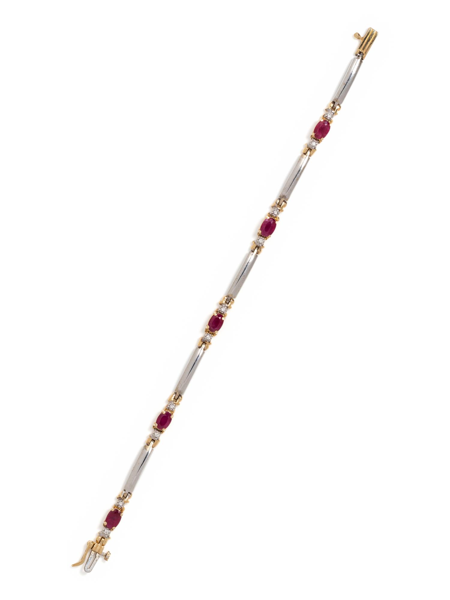 BICOLOR GOLD, RUBY AND DIAMOND BRACELET