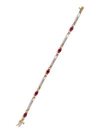 BICOLOR GOLD, RUBY AND DIAMOND BRACELET