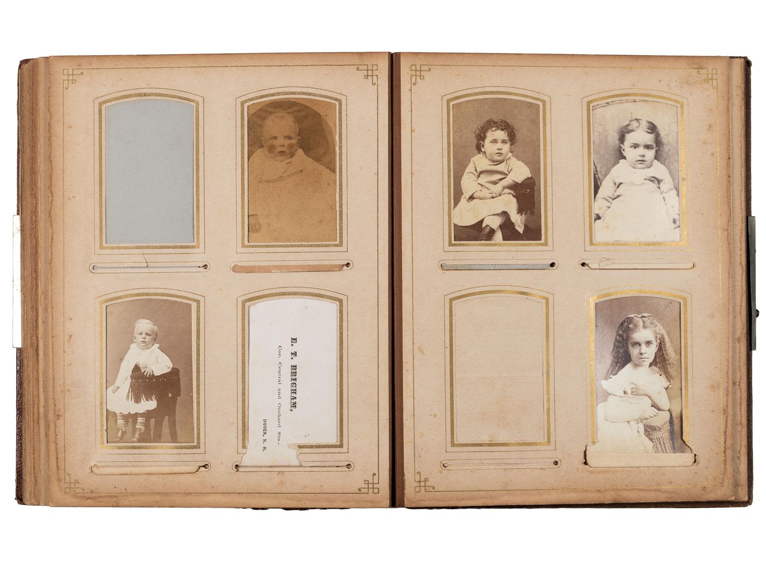 [EARLY PHOTOGRAPHY]. A collection of CDVs, cabinet cards, and real photo postcards, highlighted by a view of Seth Kinman's chair, an occupational view of women at work, views of young men prior to enlisting in the Civil War, and portraiture.