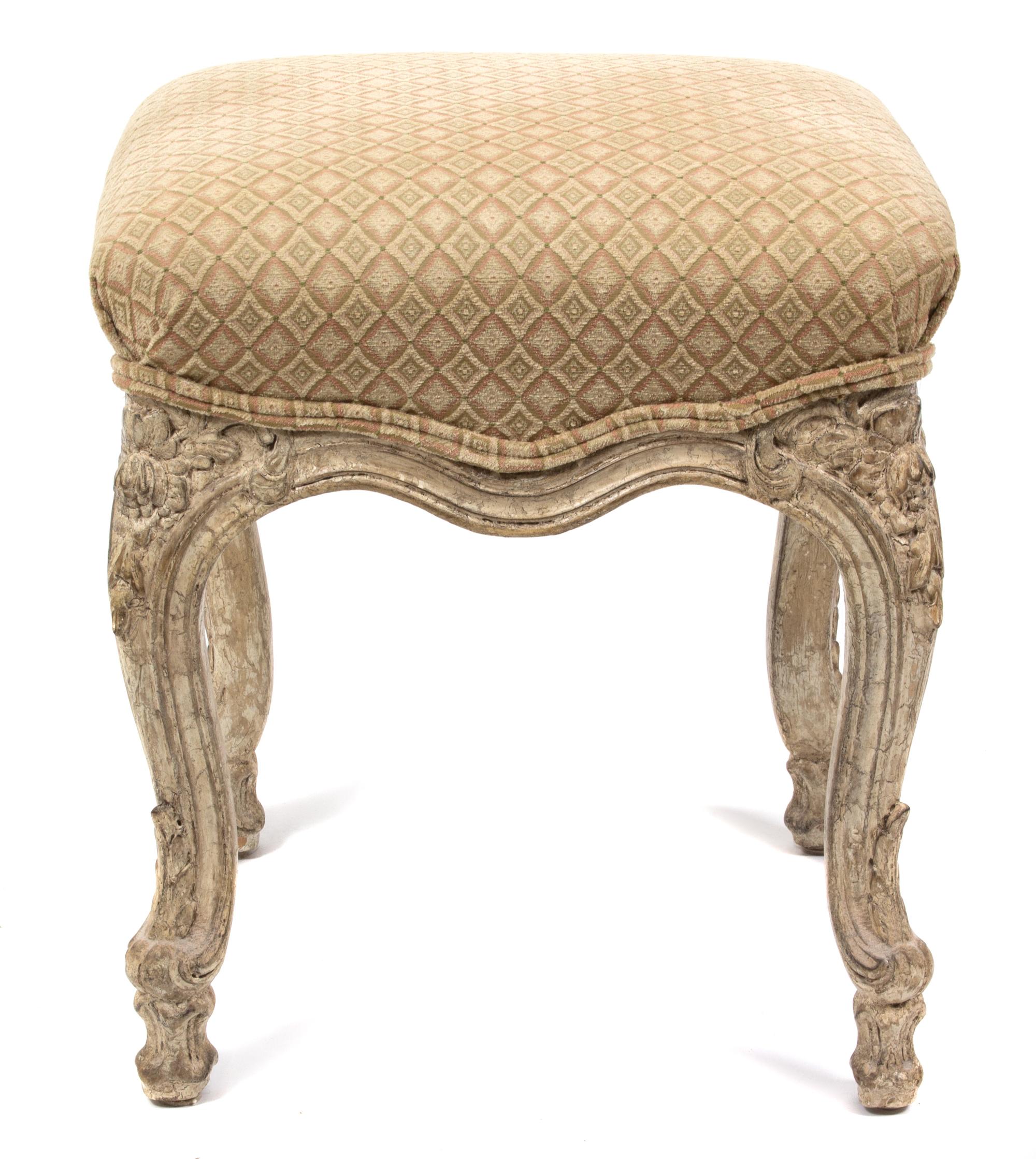 A Louis XV Style Carved Pine Taboret Height 21 inches.