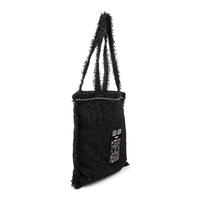 CHANEL, BLACK EYELASH TWEED TOTE BAG