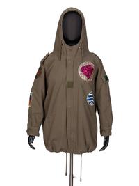 SAINT LAURENT, HOODED PARKA WITH PATCHES