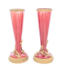A Pair of French Gilt Bronze Mounted Sang de Boeuf Porcelain Vases