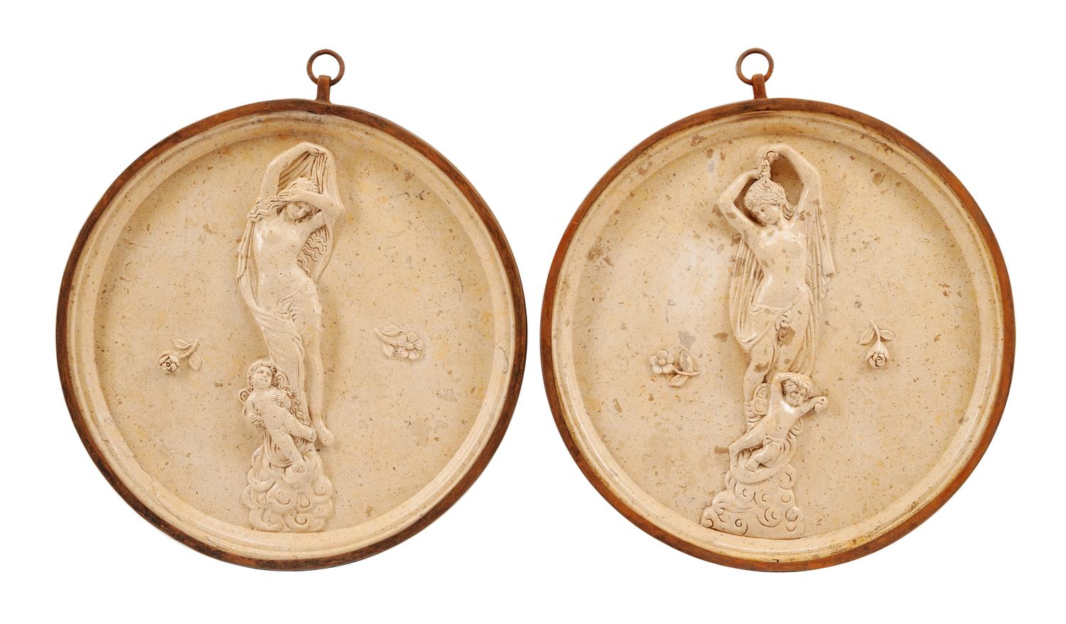A Pair of Italian Iron Mounted Composite Plaques