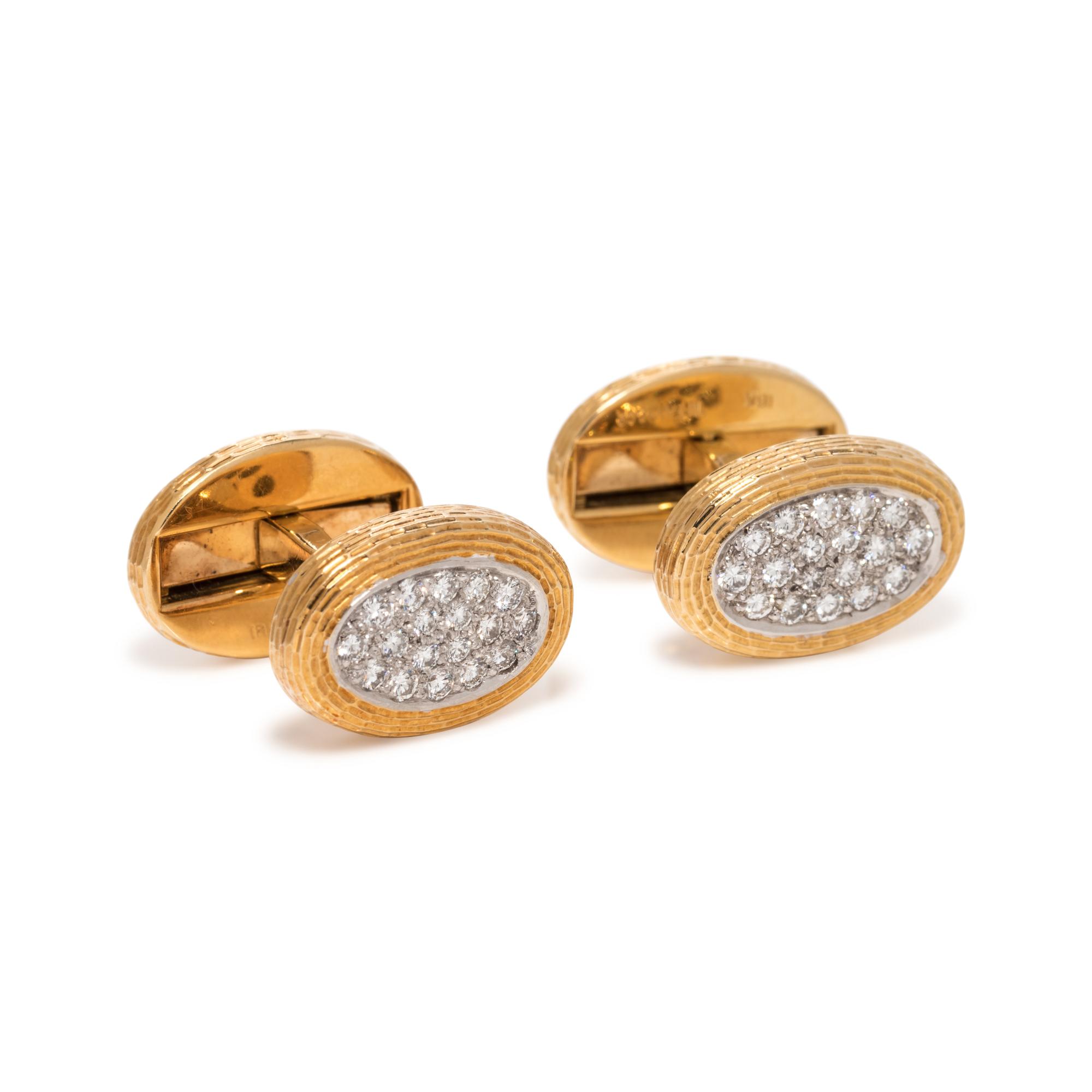TIFFANY & CO., YELLOW GOLD AND DIAMOND CUFFLINKS