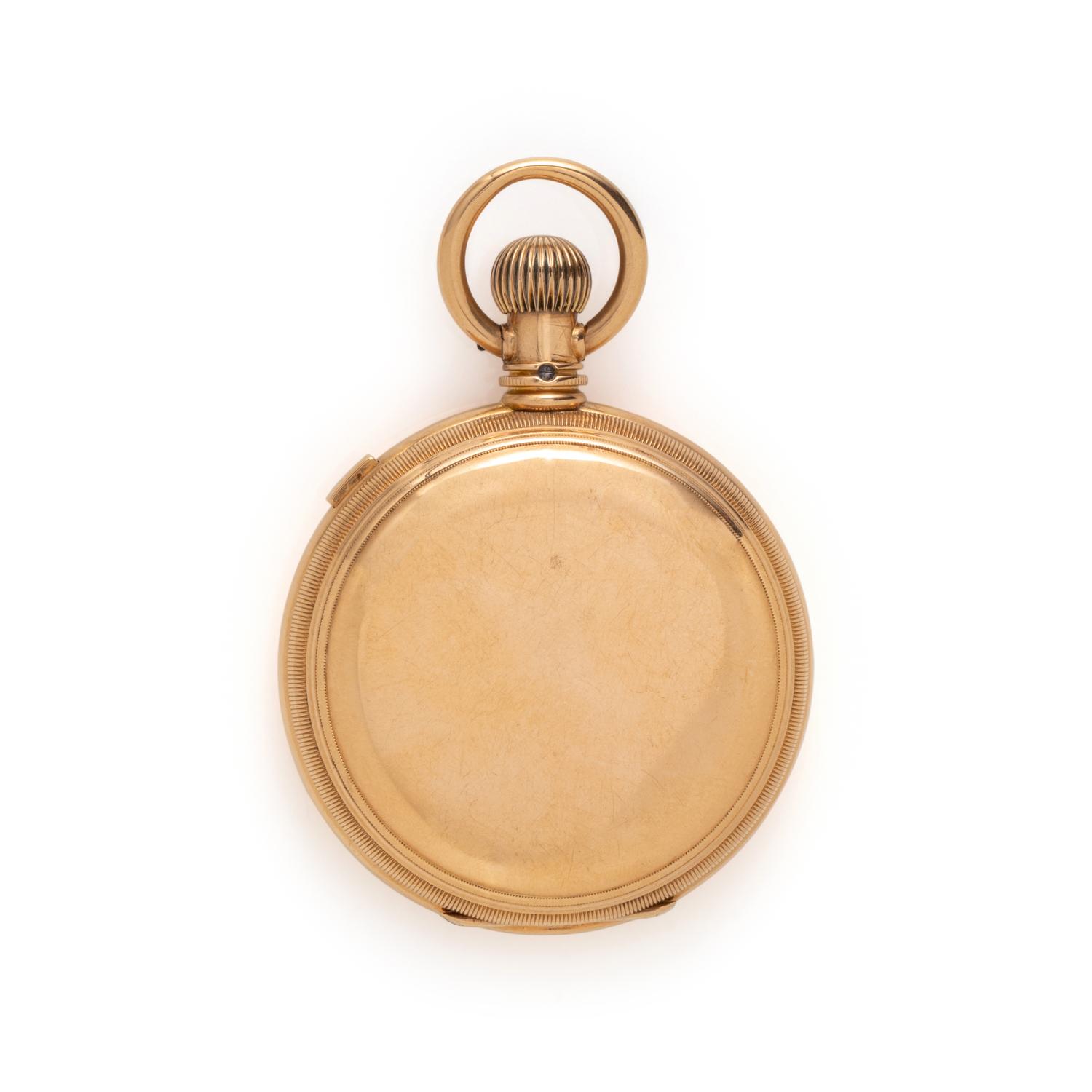 AMERICAN WATCH CO., 18K YELLOW GOLD HUNTER CASE CHRONOGRAPH POCKET WATCH