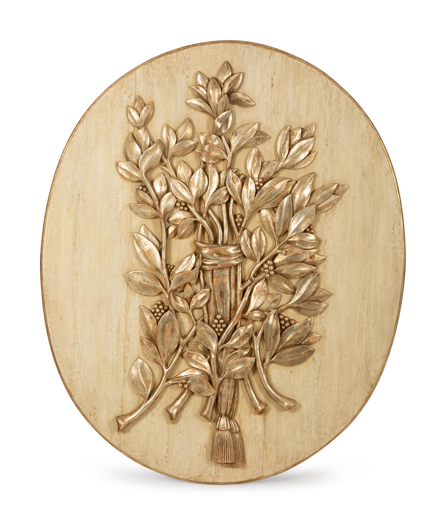A Carved Walnut Oval Boiserie Panel by Jerry Pair, Atlanta