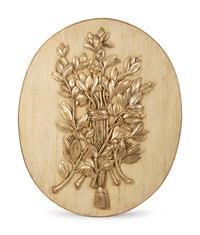 A Carved Walnut Oval Boiserie Panel by Jerry Pair, Atlanta