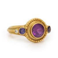 Pink Sapphire, Purple Sapphire, and Diamond Ring