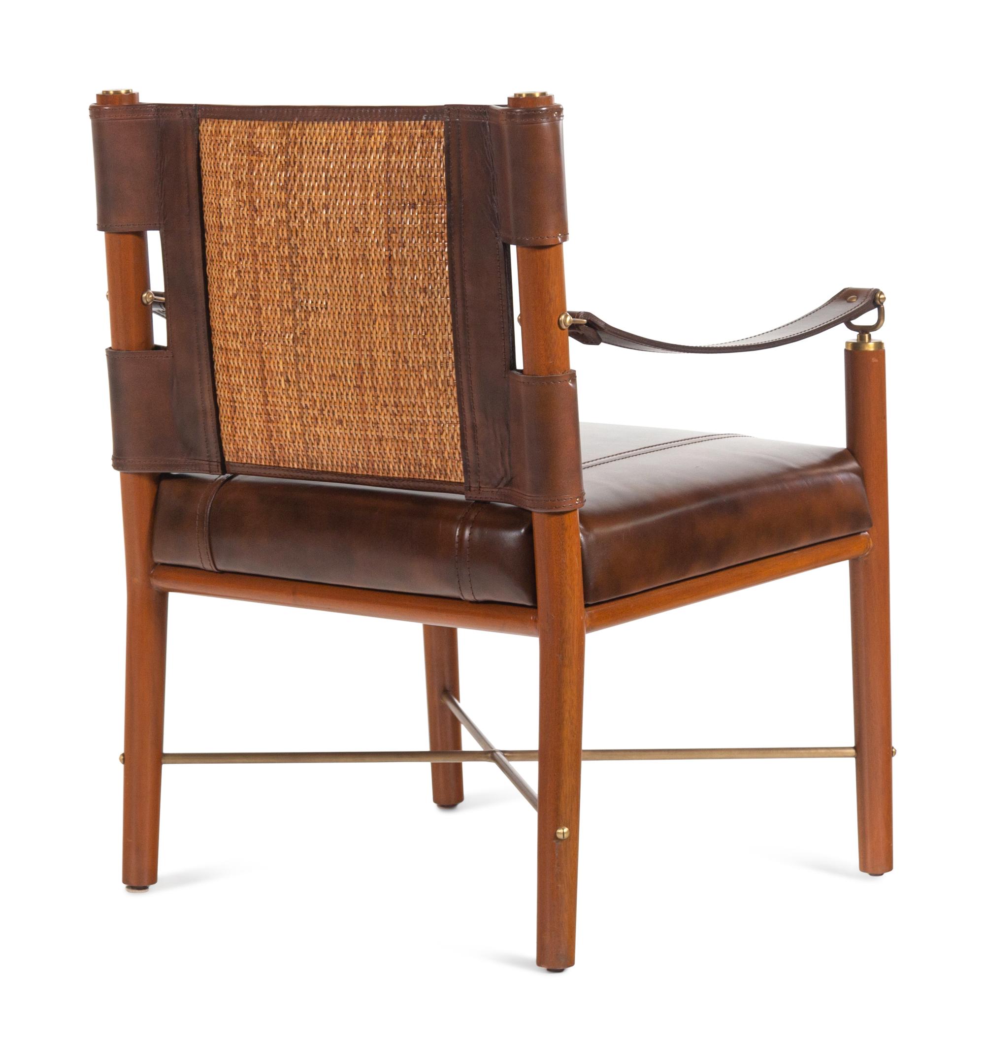 A Palecek Alexander Leather-Upholstered Lounge Chair