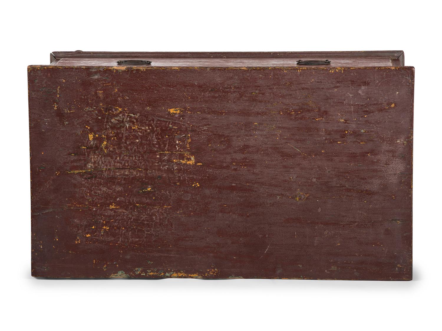 A Federal Red-Painted Cherrywood and Poplar One Drawer Chest