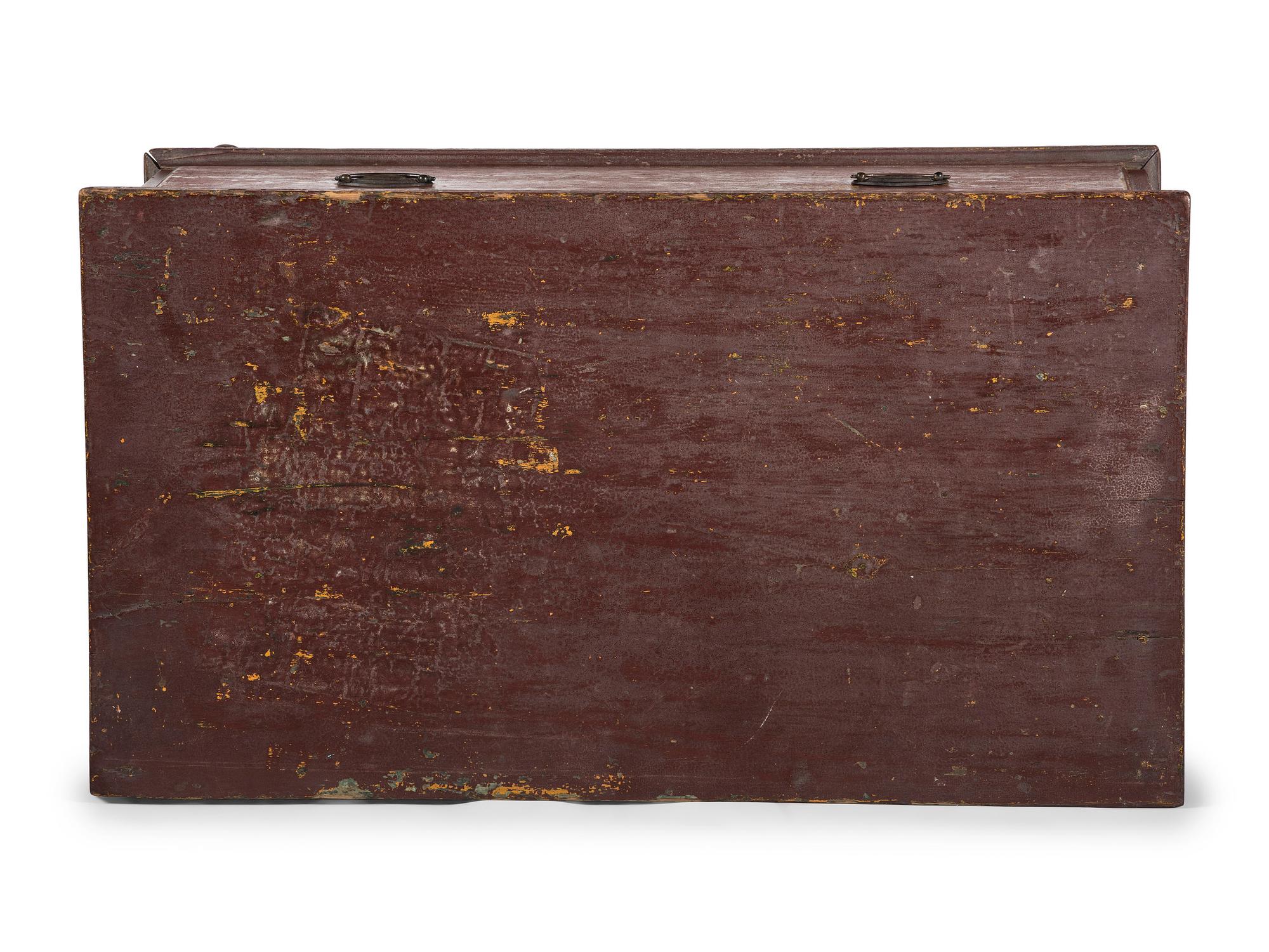 A Federal Red-Painted Cherrywood and Poplar One Drawer Chest