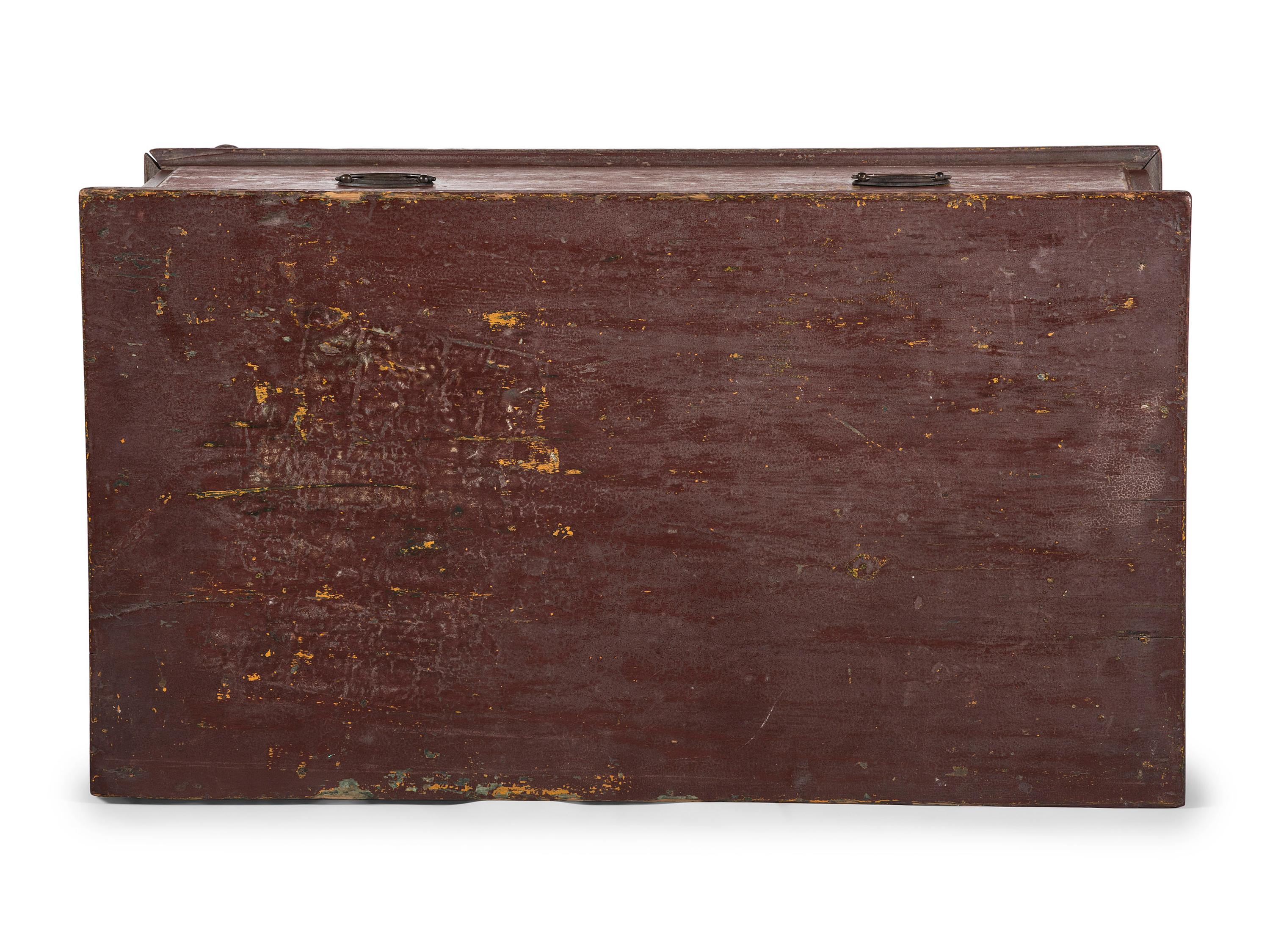 A Federal Red-Painted Cherrywood and Poplar One Drawer Chest