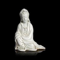 A Small Chinese Porcelain Figure of Guanyin, Qing Dynasty — 清 德化白瓷觀音坐像