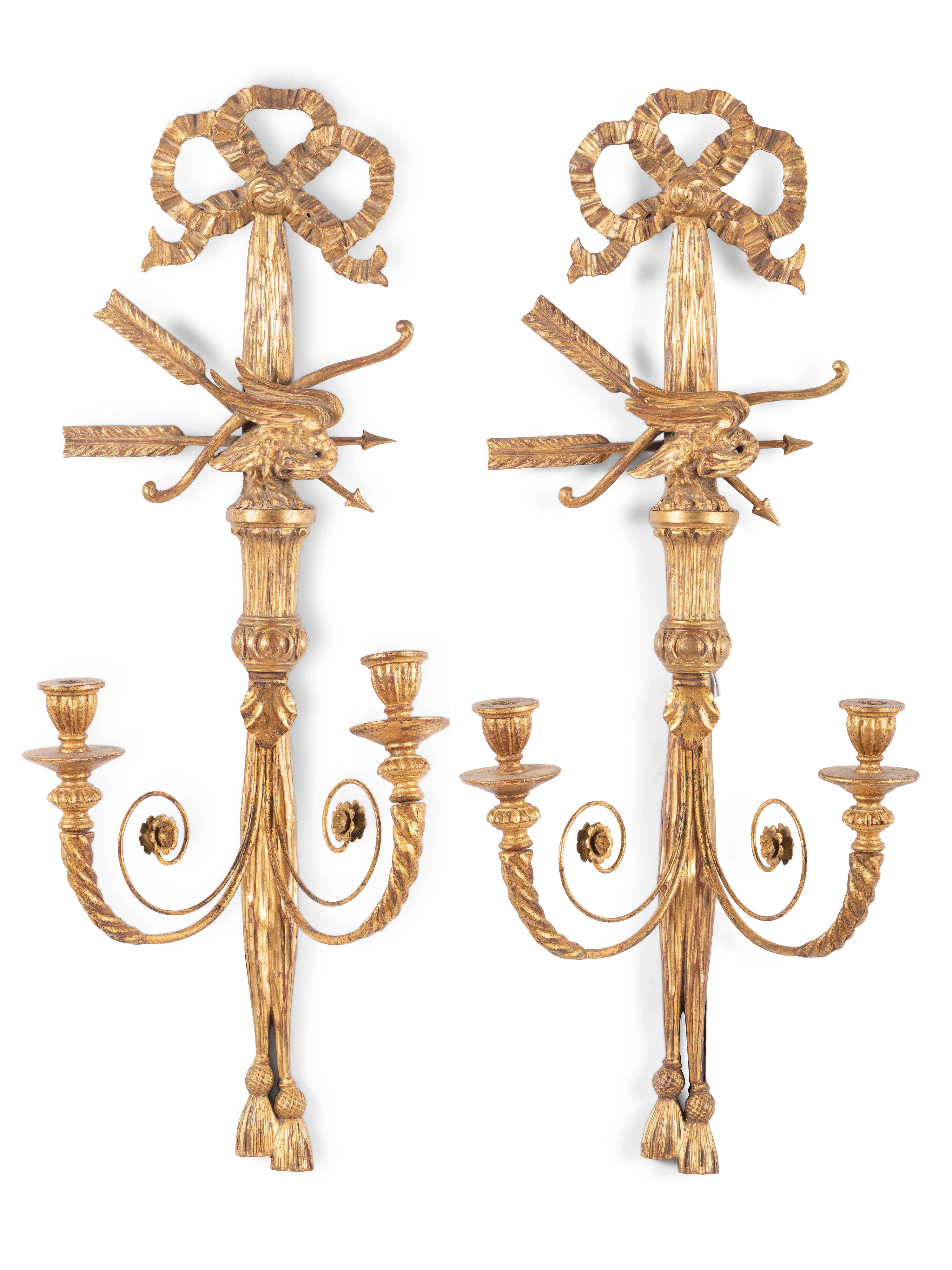 A Pair of George III Giltwood Eagle Sconces