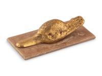 An Italian Gilt-Bronze and Leather Paperweight Retailed by Abercrombie and Fitch
