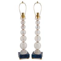 A Pair of Rock Crystal and Lapis Lazuli Table Lamps
