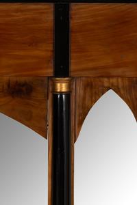 A Continental Part-Ebonized Walnut Overmantel Mirror